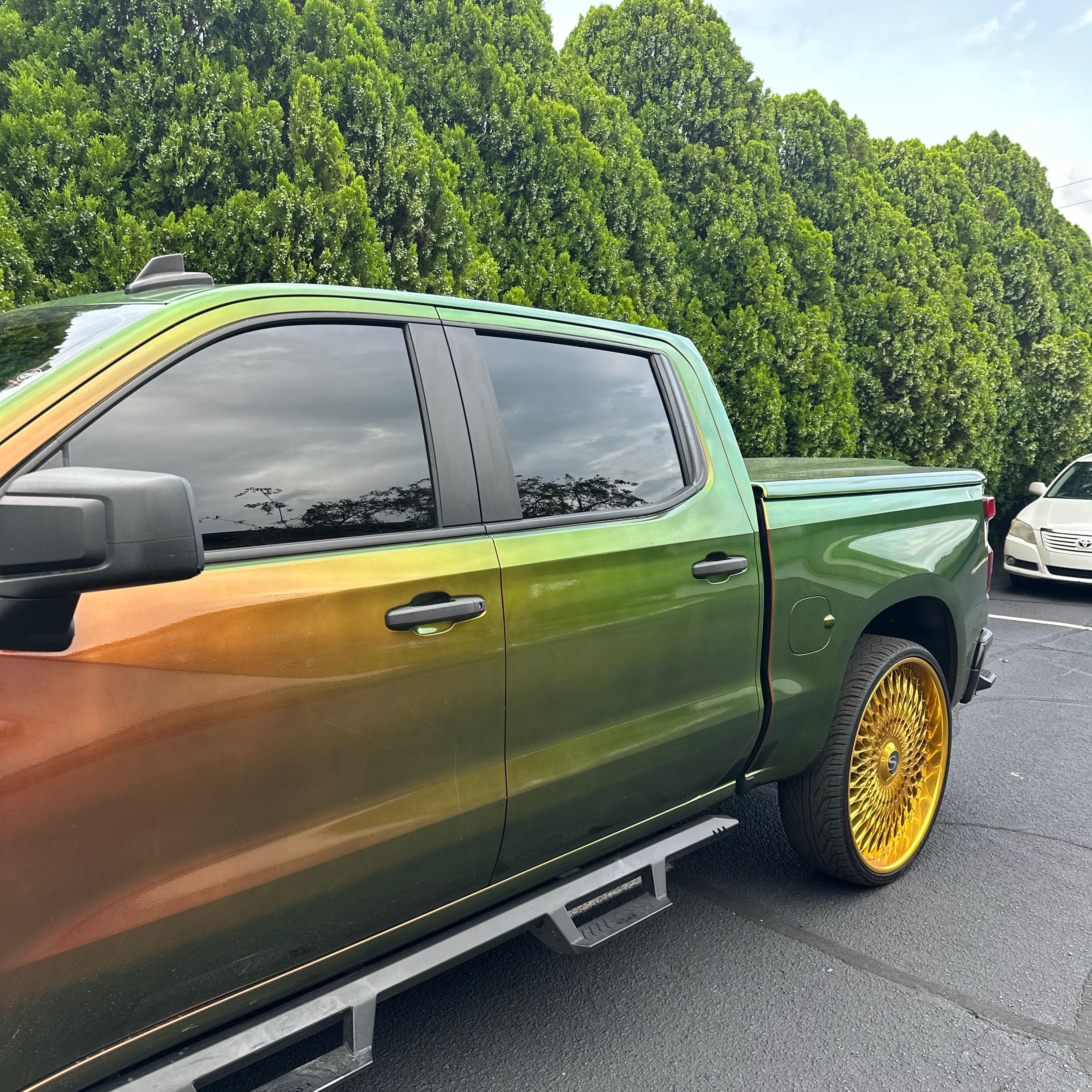 Truck windshield after replacement