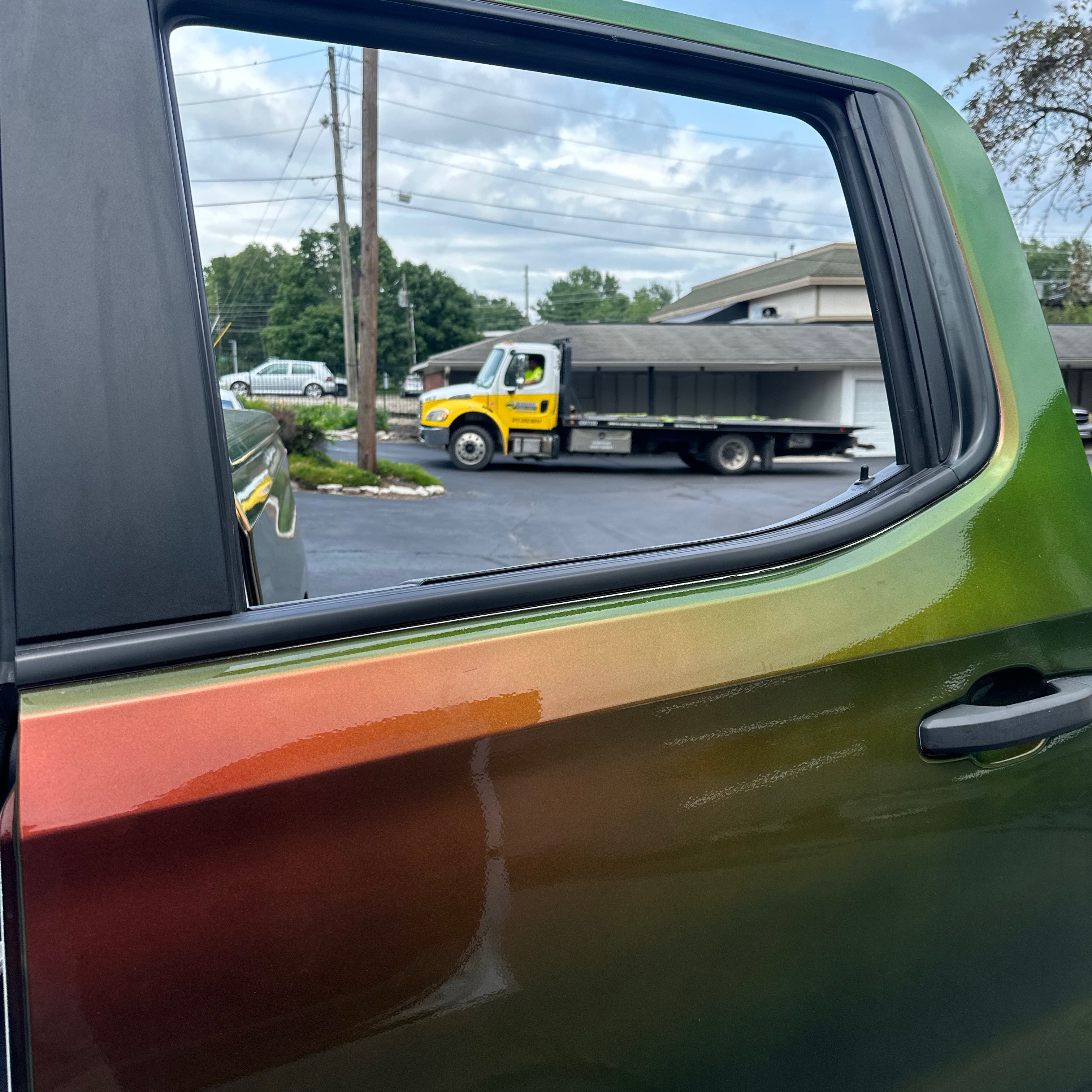 Truck windshield before replacement
